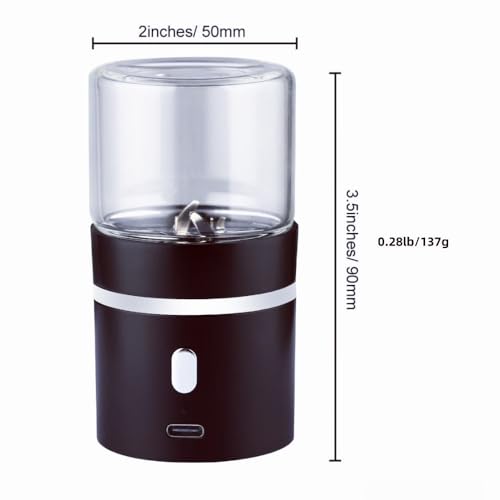 Compact Mini Electric Spice Grinder with USB Rechargeable Feature for Herb Buds - 1.7oz Glass Chamber 2x3.5 inches - Image 5