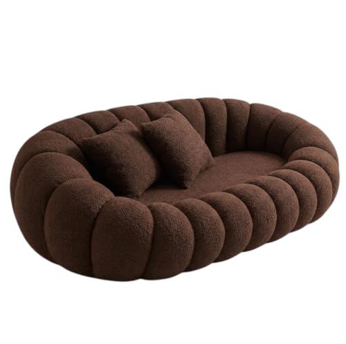 Image of CRAFTCITY 2 Seater Pumpkin Sofa /Loveseat with Accent Pillows |Living Room Couch