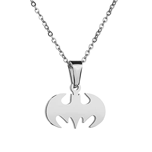 Bat Necklace for Men Women Stainless Steel Gold Silver Lightweight Fashion Goth Cool Hippie Bat Pendant Necklace Jewelry Gift