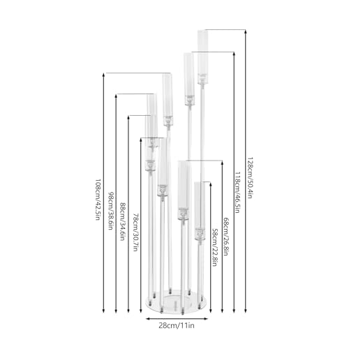 8 Arms Acrylic Candlestick Holders Clear Candle Holder Table Modern Candelabra Centerpieces for Home Wedding Dinner Party Formal Event Table Decoration, Clear