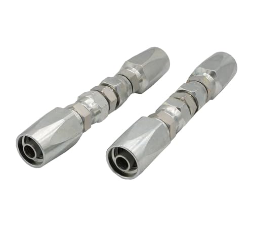 Image of Mytee Products 2Pcs Hydraulic Hose Field Repair Kits 1 /2 inch Steel Female JIC w /Adapter - Reusable Hydraulic Fittings for Wire Hydraulic Hose Compatible w / R2, R16, R17, R19-1 /2 inch Inner Diameter