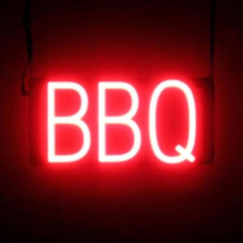 Image of SpellBrite LED Neon BBQ Sign for Business - Red, 13 inch x 6 inch | Ultra-Bright Click-Together Signage for Restaurants, with Visibility from 500 Feet - 8 Animations, 6 Brightness Levels