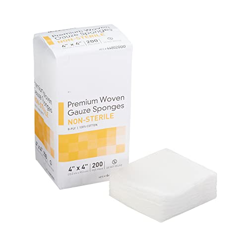 SurgiMac Gasas tejidas de algodón, 8 capas, 4 x 4 pulgadas cuadradas, no estériles miniatura 1