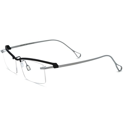 Image of FONEX Pure Titanium Glasses Frame Men Semi Rimless Square Eyeglasses Eyewear DTX416