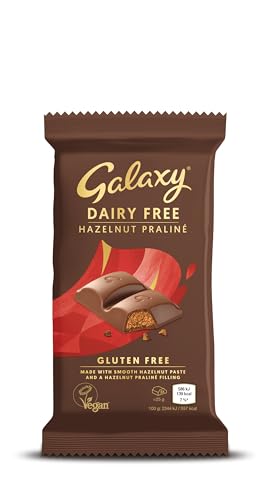 Galaxy Dairy Free Chocolate Bar Praline Dairy Free Vegan Plant-Based Smooth & Creamy Gluten Free Milk Alternative Suitable for Vegans Lactose Free Vegan Snack Single Pack 1 x 100g