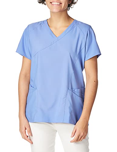 WonderWink Women's Plus-Size Women's Mock Wrap Top Shirt, Ceil Blue, 5-XLarge