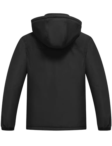 donhobo Damen Outdoor Winterjacke Winddichte Wasserdicht Softshell Jacke Warm Fleece Skijacke Funktionsjacke mit Abnehmbarer Kapuze, Schwarz, L