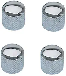 Botões de Metal Cromado para Guitarra e Baixo, Conjunto com 4 Peças, Prata