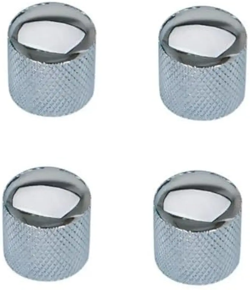 Botões de Metal Cromado para Guitarra e Baixo, Conjunto com 4 Peças, Prata
