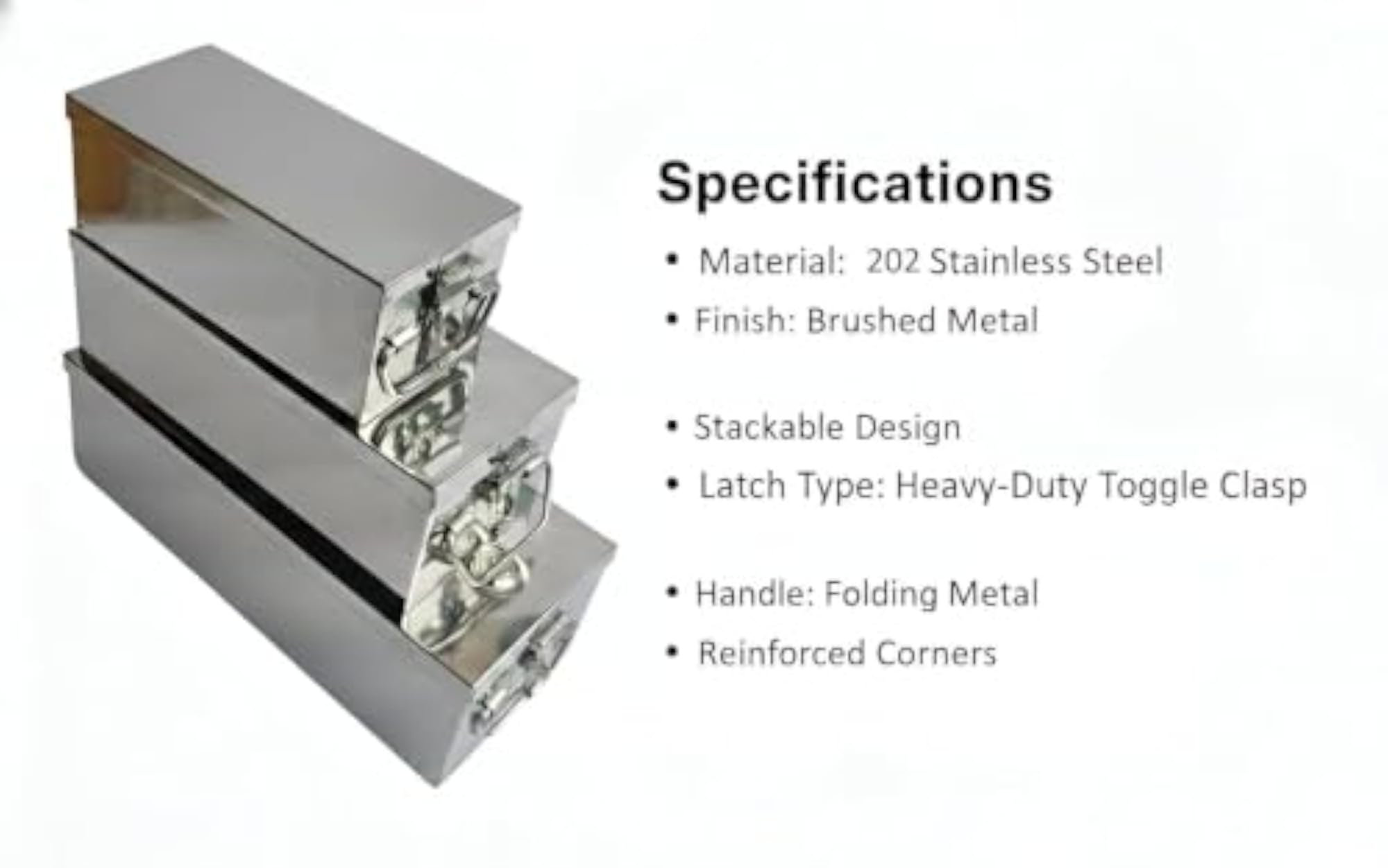 Stainless Steel Storage Boxes, Set of 3 Pieces