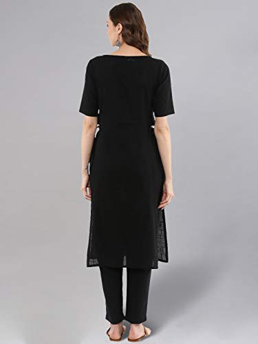 Women's Cotton Slub Straight Kurta with Pants3