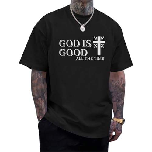 God is Good Shirt Christian Jesus Cross T Shirts for Men Religious Faith Inspirational Vintage Oversized Graphic Tees