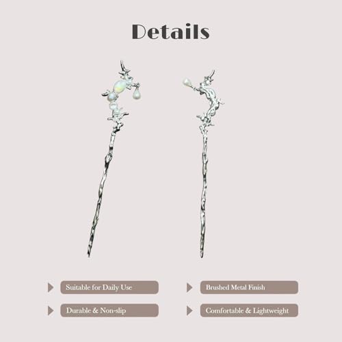 Image of INHEAVEN Metal Hair Sticks for girl Vintage Hair Chopsticks for Women Minimalism Irregular Curve Hair Sticks for Buns Chinese Hair fork for Women (stick 04)
