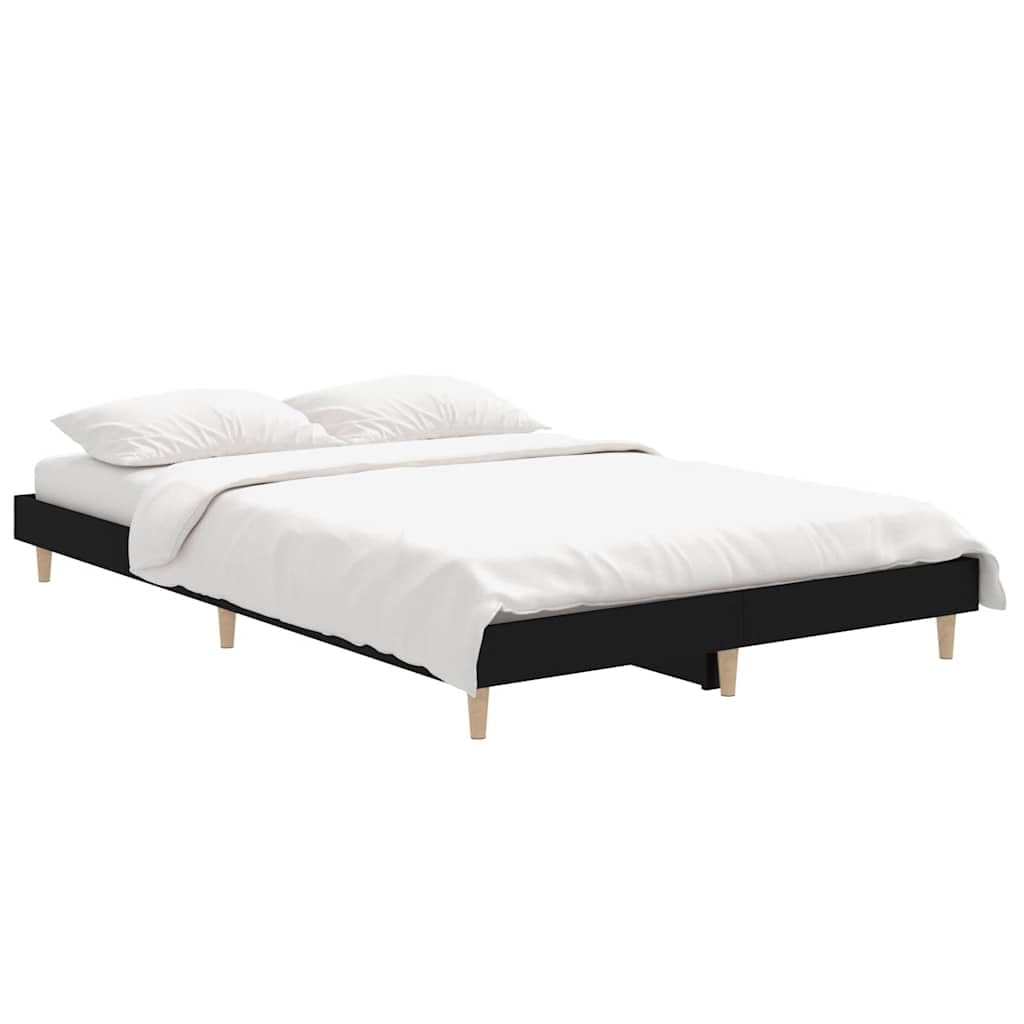 vidaXL Bed Frame, Bed Base for Double Bed, Mattress Foundation for Bedroom, Bedstead, Black 120x190 cm Small Double Engineered Wood