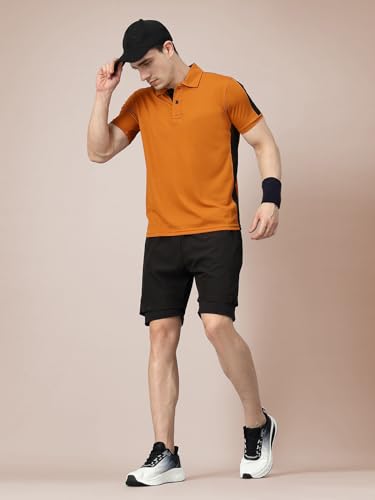 Image of CHKOKKO Men's Active Sports Wear Polo Half Sleeve Gym Tshirt with Button Collar Quick Dry Breathable Perfect for Workout Running Regular Fit Pack of 2