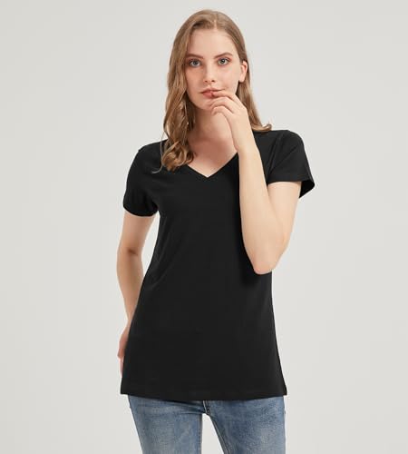 netdraw Women's Ultra-Soft Bamboo Viscose V-Neck T-Shirt Comfy Trendy Casual Sleep Pajama Lounge Tops4