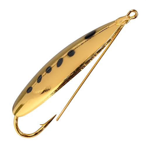 Strike King (SWLS-744) Saltwater Weedless Spoon Fishing Lure, Metal Casting Spoon, Weed Guard, 3-Inches, Size 5/0 Hook, Gold Pogy