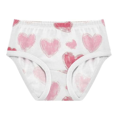 Girls' Breathable Triangle Panties Organic Underpants for Girls Mixed Pink Heart in Sizes 2T,3T, 4T, 5T, 6Y and 8Y