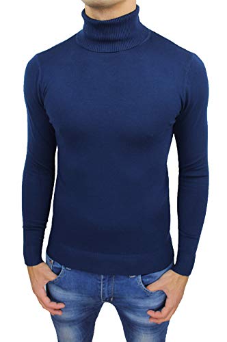 Pull col roulé homme pour affronter le froid de l'hiver en bleu