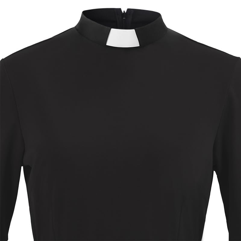 Clergy Dresses for Women Church Dresses for Minister Vintage Wear to Work with Tab Collar4