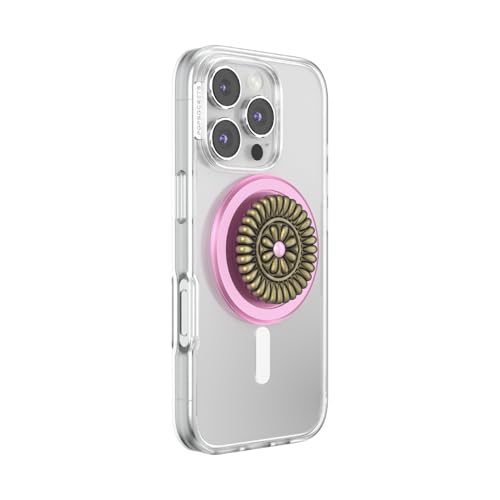 Image of PopSockets Phone Grip for MagSafe, Magnetic Holder, Phone Stand, Enamel - Enamel Stamped Pink