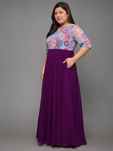 Image of Miss Chase A+ Women's V-Neck Three-Quarter Sleeve Floral Wrap Chiffon Midi Dress