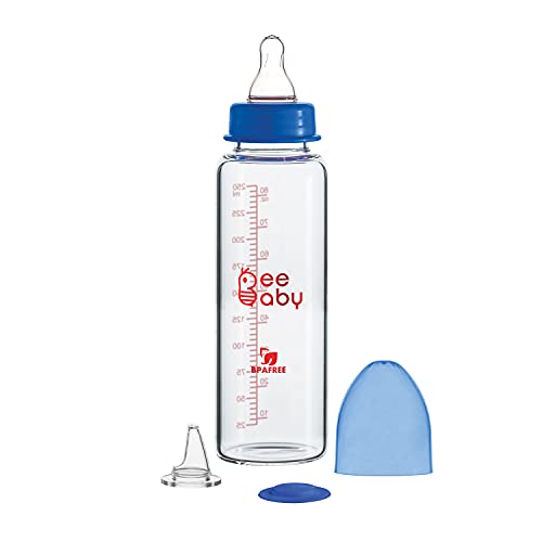 BeeBaby Options+ Glass Feeding Bottle with Anti-Colic Silicone Ni...