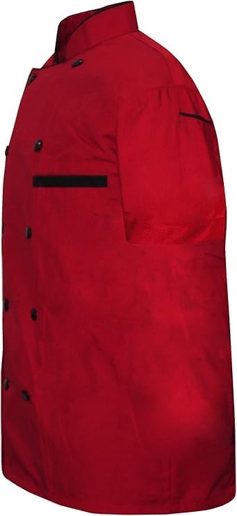 Men Chef Jacket Half Sleeves, 10 attractive Colors With Black Piping, Free Chef Cap