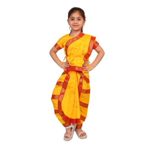 Image of Kaku Fancy Dresses Indian Classical Dance Costume for Girls, Bharatnatyam, Sufi, Kathak Dance Costume Accessory for Kids