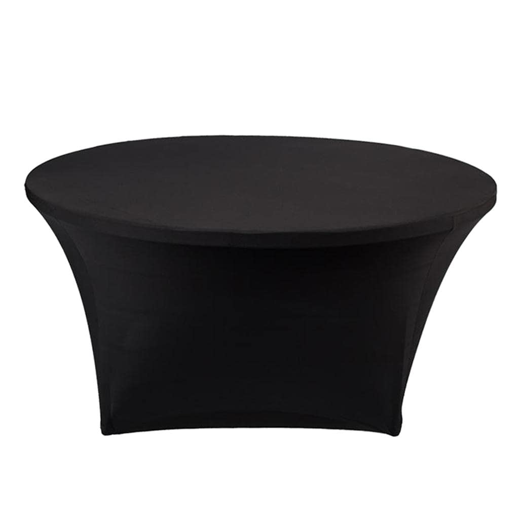 NIVAA Round Tablecloth Fitted Stretch Elastic Table Cover for Party Black 152x75cm-image-44