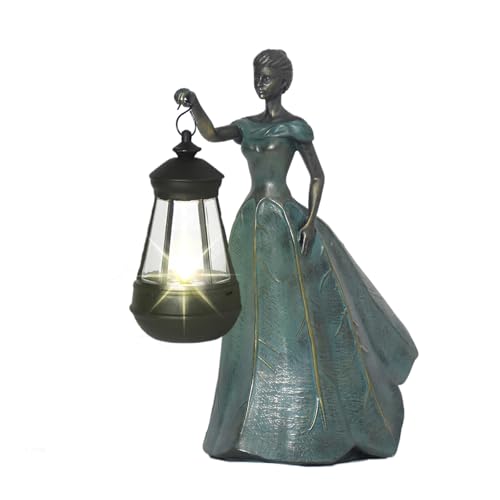 CJSUNYT Fairy Garden Statue Solar Garden Decor Resin Statue with Lights for Yard Lawn Decorations Outdoor Patio Gardening Gifts for Women 5.5 * 9.5 * 11.5 Inch