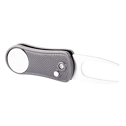 Mile High Life All Metal Foldable Golf Divot Tool with Pop-up Button & Magnetic Ball Marker (Gray Undulate) - Thumbnail 5