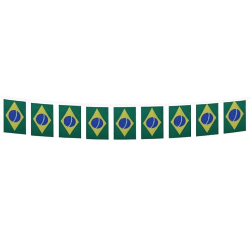 Image of AZ FLAG Brazil 6 meters BUNTING Flag 20 flags 9'' x 6'' - Brazilian STRING flags 15 x 21 cm