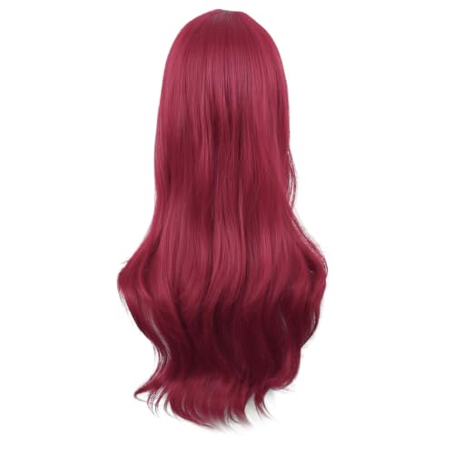 Image of MapofBeauty 28 Inch /70 cm Women Side Bangs Long Curly Hair Cosplay Synthetic Wig (Blood Red)