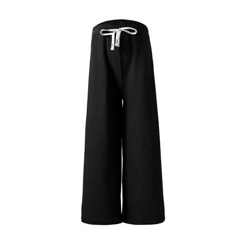 Girls Wide Leg Sweatpants Straight Leg Jogger Sweatpants Kids High Waist Baggy Loose Pants with Drawstring3