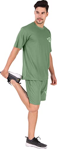 Image of London Hills Cotton Blend Casual Round Neck Co-ord Set for Men's Half Sleeve Oversized T-Shirt and Shorts, Printed Casual Sleepwear & Loungewear Nightdress Night Suits Set