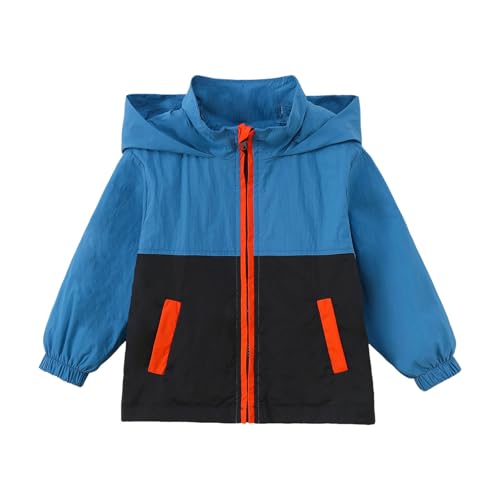 Generisch 9 Año Niños Niños Niñas Patchwork Abrigo Con Capucha Chaqueta Niño A Prueba Viento Cremallera Outwear Doctor Bata, azul, 12-18 meses