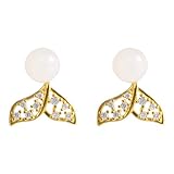 Pendientes de jade con incrustaciones de plata S925, pendientes de cola de pez dorados de estilo étnico femenino.