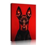 赤い背景のキャンバスウォールアート犬の直立耳キャンバスプリント寝室の壁の家の装飾モダンシックな壁の写真リビングルーム70x105cmインナーフレーム