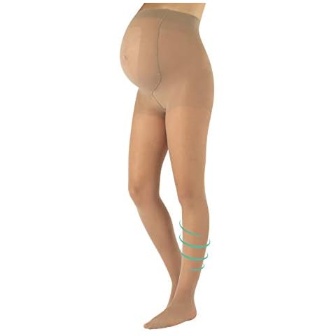 CALZITALY Maternity Support Tights 8mm/Hg, Sheer Pregnancy Tights, Black, Skin, Powder, S, M, L, XL, 20 DEN, Made in Italy (M, Skin) Cover