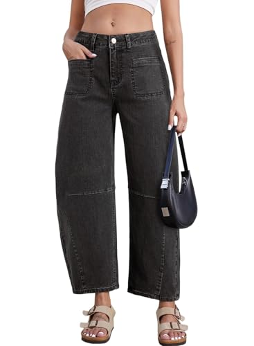 Astylish Womens Baggy Boyfriend Jeans Wide Leg High Waisted Barrel Vintage Trendy Denim Ankle Pants3