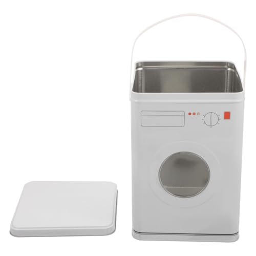 GAROZATION Contenedor para Detergente en Polvo Forma de Lavadora, Caja de Almacenamiento Ligera de Hierro de Color Claro para Organizar Perlas y Polvo Decoración del Cuarto de Lavado