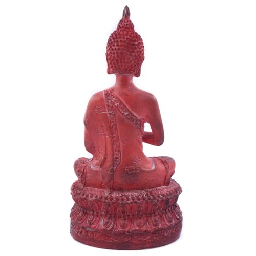 Estatua Buda Sentado Resina Roja 6.7 " miniatura 4