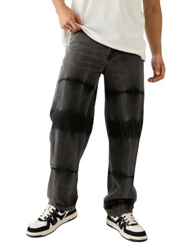 Image of The Souled Store Dark Midnight Men and Boys Grey Cotton Baggy Fit Jeans