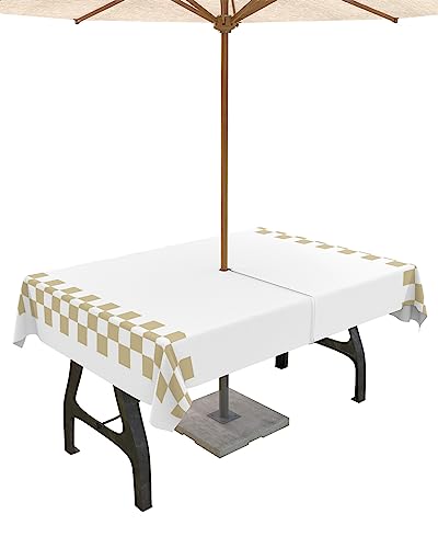 Futuregrace Outdoor Tablecloth with Umbrella Hole and Zipper 60"x120" Minimalist