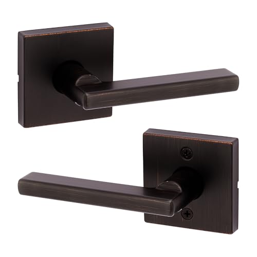 Image of Kwikset Halifax Interior Passage Door Handle, Lever For Closet and Hallway Doors, Reversible Non-Locking Handle Lever, Venetian Bronze, with Microban Protection