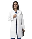 Personalized White Lab Coat with Name for Woman, Large, Custom Medical Laboratory Coats for Women, Long Sleeve 3-Pocket Long Doctor Scientist Coats Costume Female