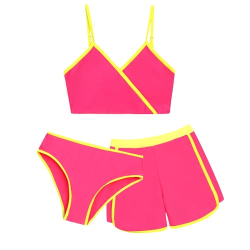 Image of Girls 3 Piece Bikini Bathing Suit Teen Girls Swimwear Sport Swimsuits with Shorts 9-16T
