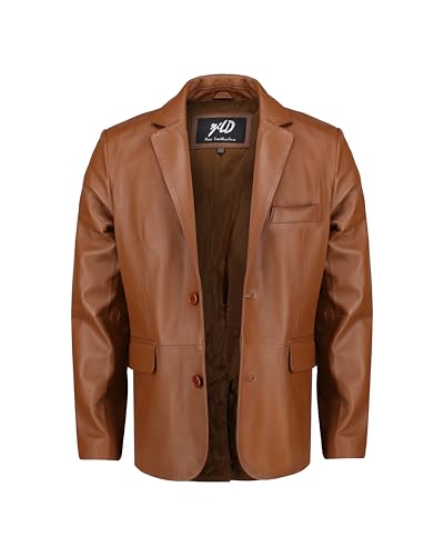 Image of Jild Invisible Stitching Casual Leather Blazer for Men - 2-Button Closure Coat Style Regular Fit Lambskin Leather Jacket Men