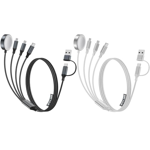 Image of Travel Essentials,2 Pack Multi Charging Cable for Apple Watch Charger /iPhone /Samsung Charger,Type C /Lightning /iWatch /Micro Charging Cable for iWatch Ultra /10-2 /iPhone /Galaxy /Airpods[1.8M]